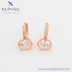 A00912612 xuping Jewelry Classic Fashion Exquisite Row of Large Diamond <strong>Rose</strong> <strong>Gold</strong> <strong>Hoop</strong> Women's Earrings - Product Image 4