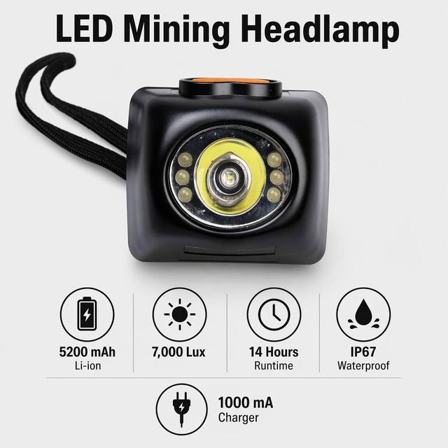 7000lx KL4.5LM Safety Underground Miner Cap Lamp 5.2Ah Li-ion Battery Explosion-proof Cordless Mining Cap HeadLamp