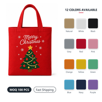 Sac fourre-tout en coton Joyeux Noël, sac de courses réutilisable, pochette cadeau de Noël, sac en toile de Père Noël, impression personnalisée, vente en gros