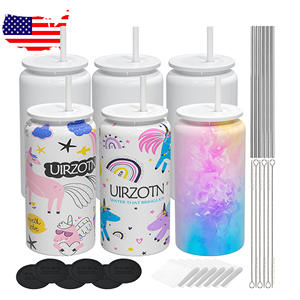 USA Warehouse RTS 16oz 6 Pack Double Wall Insulated <strong>Mason</strong> <strong>Jar</strong> Stainless Steel Sublimation <strong>Tumbler</strong> with Plastic Straw - Product Image 2
