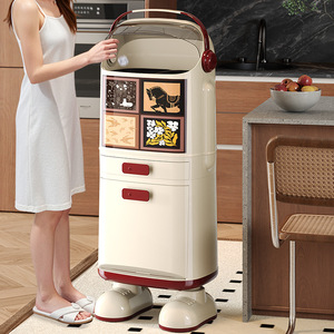 Vintage Style Kitchen Trash Can With Lid Rectangular Large Capacity Indoor Wastebasket For Home Living Room Bedroom - Product Image 3