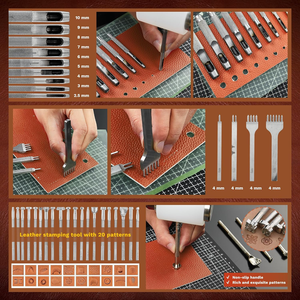 Da chuyên nghiệp dụng cụ Kit da công cụ thủ công da làm việc Kit với tùy chỉnh Túi xách - Product Image 4