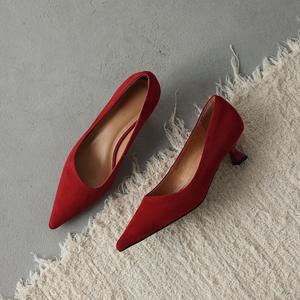 Chaussures élégantes pour femmes Printemps 2025 – Escarpins vintage en daim de haute qualité à bout pointu pour soirée, bureau, talon moyen – Chaussures pour femme 35-42 - Product Image 6