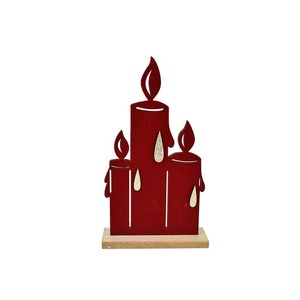 Bougies en bois avec revêtement en velours bordeaux 13x4,5 H. 23CM - Product Image 1