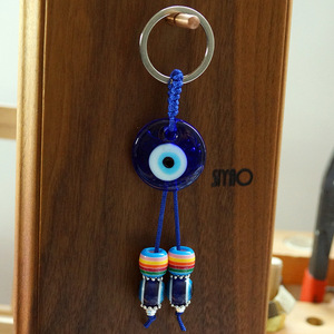Portachiavi in vetro fatto a mano <span class=keywords><strong>turco</strong></span> blu malocchio per buona fortuna portachiavi portachiavi charms amuleto accessori per ornamenti appesi per auto - Product Image 3
