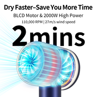 Secador de Pelo Superpotente de 2000W, Sin Daño por Calor, con Boquillas Magnéticas, Secador Eléctrico para Uso Doméstico y Profesional, Soplador de Aire