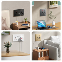 Interrupteur et prise murale modernes noirs mats avec ports de charge rapide USB Type C, 1 interrupteur 2 voies, plaque murale résidentielle