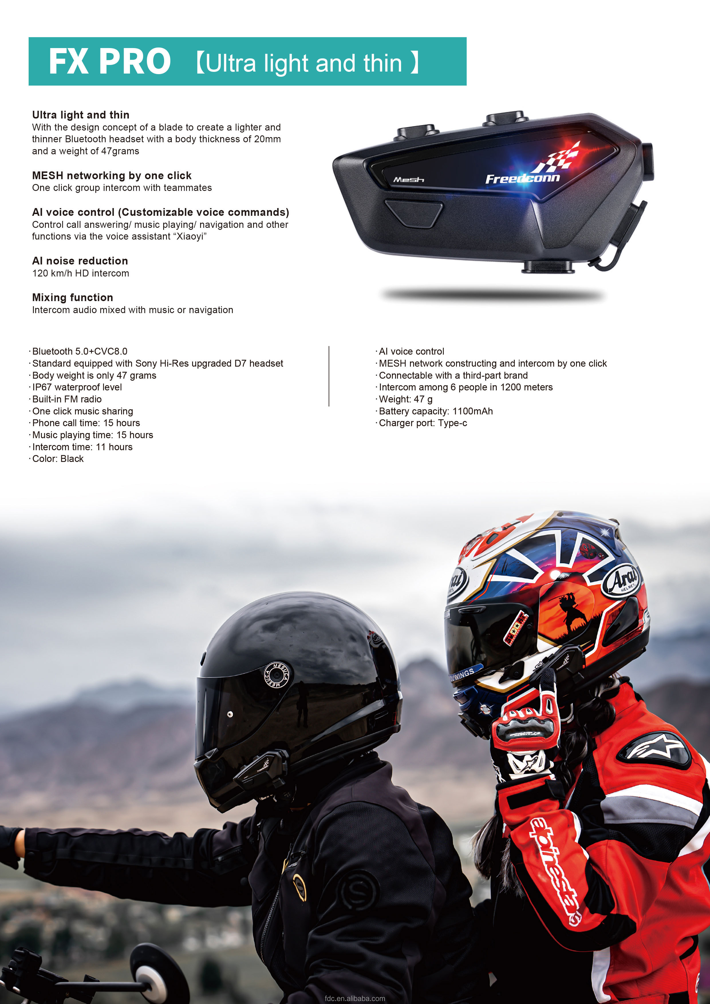 Freedconn Best Helmet Headset For Music FreedConn R3 Helmet