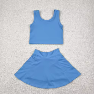 Vente flash : ensembles de yoga pour bébés et petites filles, couleurs unies, vêtements pour enfants, sans manches, short, deux pièces, vêtements de sport actifs pour la gym - Product Image 2
