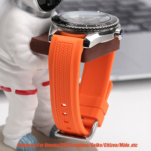Bracelets de <span class=keywords><strong>montre</strong></span> en caoutchouc de <span class=keywords><strong>silicone</strong></span> de 20 mm et 22 mm avec boucle brossée, <span class=keywords><strong>bracelet</strong></span> de <span class=keywords><strong>montre</strong></span> coloré orange - Product Image 5