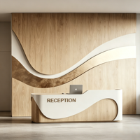 Bureau de réception en bois massif de luxe personnalisé pour usage commercial, bureau, hôtel, boutique