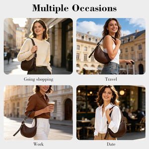 <span class=keywords><strong>Borsa</strong></span> a Tracolla a Mezzaluna Marrone per Donna con Cinturino Regolabile, OEM ODM Personalizzabile - Product Image 3