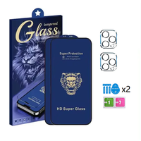 Lot de 2 protections d'écran en verre trempé HD 9H 0,33 mm pour iPhone 15 14 13 12 XR Pro Max
