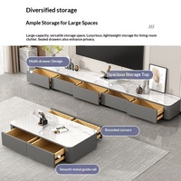 Table basse et meuble TV modernes en verre, style luxe léger, nouveau modèle sur pied avec tiroirs, élargi pour petits salons