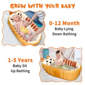 อ่างอาบน้ำเด็กแบบพับได้ พกพาสะดวก ลายคอร์กี้ สำหรับเด็กอายุ 0-5 ปี - Product Image 4