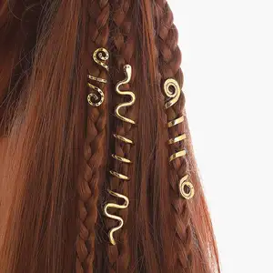 JIRIS Viking Snake Charms Perlen Haar Zöpfe Bart Schmuck Zubehör Vintage HipHop Frauen Mädchen Haarnadel Haars pangen