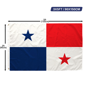 Bandera de Panamá 3x5 pies, Poliéster, Impresión a una Cara, Ojales de Latón, Venta al por Mayor, 3x5 90x150cm, Bandera de la República de Panamá - Product Image 1
