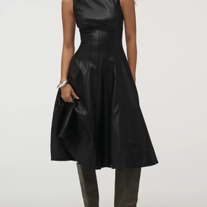 Vestido Midi Casual con Estampado Floral, Transpirable, con Decoraciones de Encaje y Piel Sintética, para el Día a Día, Cintura Natural, Logotipo Frontal - Product Image 3