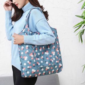 Bolsa de Compras Plegable de Gran Capacidad, Tela Oxford 210D, Diseño Floral, Portátil, para Almacenamiento de Comestibles - Product Image 2