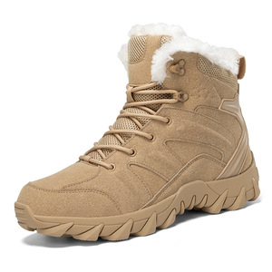 Bottes d'hiver pour hommes, hauteur cheville, en faux daim, doublées de fourrure, semelle extérieure en caoutchouc, chaussures de randonnée en plein air - Product Image 4