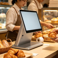 Sistema POS Todo en Uno de Escritorio de 15.6+10.1 Pulgadas, Terminal POS con Pantalla Táctil de 4+64GB para Tiendas Minoristas