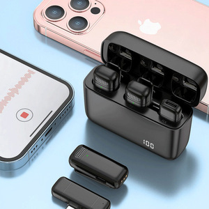 Internet Người Nổi Tiếng Sống Âm Thanh Video Di Động Tiếng Ồn Hủy Bỏ Ve Áo Mic Không Dây Kép Lavalier Microphone Với Sạc Trường Hợp - Product Image 4