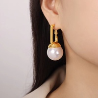 Boucles d'oreilles créoles carrées en acier inoxydable 316L plaqué or bijoux fantaisie perles de verre