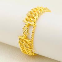 Z H Bracelet unisexe tendance de 20 cm, plaqué or 24 carats, chaîne cubaine Miami géométrique, style hip-hop, en laiton, cadeau