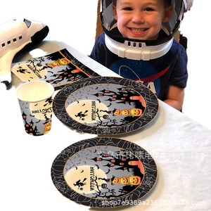 Cổ Phiếu Mới Halloween Chủ Đề Đảng Trang Trí Dùng Một Lần Phim Hoạt Hình Phong Cách Khăn Trải Bàn Khay Giấy Cốc Và Khăn Ăn Cho Kỳ Nghỉ Bên - Product Image 5
