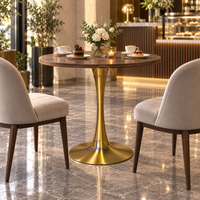 Pied de table en acier inoxydable brossé doré au design moderne, style tulipe, pour restaurant
