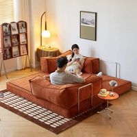 Prix d'usine OEM Ensemble de canapés de salon modernes et luxueux en tissu velours côtelé, compressés sous vide, pour la maison, avec fonction lit