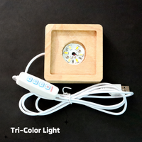 Base lumineuse LED en bois personnalisée pour gravure sur cristal, support de lampe de nuit USB avec interrupteur à bouton-poussoir pour la décoration intérieure