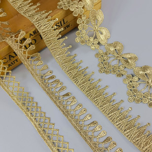 Nuevo Encaje Guipure Bordado de Alta Calidad de 1.5cm, Cinta Decorativa de Encaje Dorado de Lujo para Prendas BJDB80 Dantel - Product Image 5