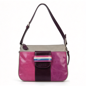 Sac à bandoulière pour femme avec blocs de couleur et décorations rayées, poche et sangle réglable, idéal pour le quotidien - Product Image 2