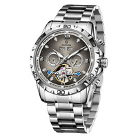 Montre analogique mécanique entièrement automatique pour homme Glen New, acier inoxydable lumineux, cadran 44 mm, fermoir caché, modèle 8993, exclusive