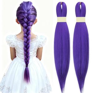 Long violet tressage cheveux pré-étiré synthétique tressage extensions de cheveux pour tresses, scène fête Halloween Costume Cosplay - Product Image 1