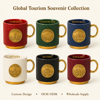 Tasses en céramique souvenirs nationaux du Canada avec design drapeau, parlement et monuments, tasses à café et à thé en porcelaine personnalisées, OEM ODM, vente en gros