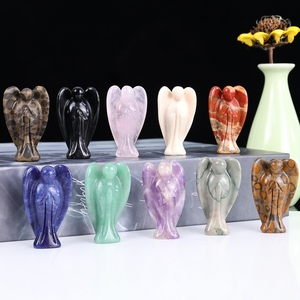 Statue d'ange en cristal naturel en gros, sculptée, pierre précieuse de guérison, ailes d'ange, sculpture en quartz, figurines pour pendentif, cadeau, décoration - Product Image 3