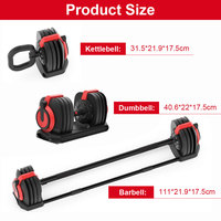 3 en 1 Poids Kg Lb 12 Niveaux Réglage du poids Haltères réglables gratuites Kettlebell Barbell Sets