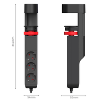 Prise de bureau sans perçage 16A avec 2 ports USB et 1 port USB-C, rallonge de table 3 voies, multiprise pratique pour la maison et le bureau, 250V