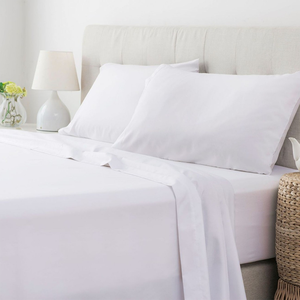 Ensemble de literie d'hôtel de luxe blanc Oeko-Tex 4 pièces, draps de refroidissement respirants et confortables, poches profondes, enveloppement doux et infroissable. - Product Image 4