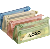 Vente en gros Personnaliser Produit phare Trousse à crayons transparente à double couche en maille pour le rangement