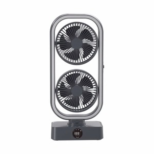 Ventilador portátil de dos cabezales con luz, ventilador giratorio automático con luz, iluminación de escritorio, banco de energía para camping, ventilador multifunción para oficina - Product Image 5