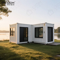 Maison préfabriquée en conteneur mobile de luxe avec fenêtre modulaire en verre ondulé à double vitrage avec salle de bain et cuisine