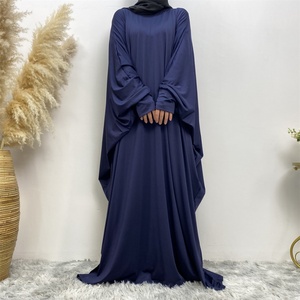 6210# Stretchy Jersey Prayer Abaya Muslim Women Round Neck One Piece Long Jilbab Islamic Abayas <b>Cardigan</b> 10 Colors - Product Image 5