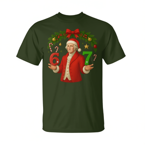 T-shirt de Noël moche George Washington Meme Six Seven pour adulte, unisexe, à manches courtes, col rond, impression numérique - Product Image 2