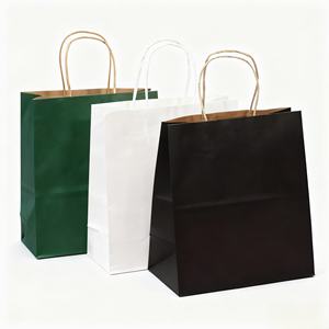Bolsa de Compras de Papel Kraft Blanca y Marrón con Asas Retorcidas e Impresión de Logotipo - Product Image 1
