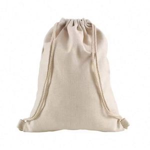 Hot Sale Custom Logo Eco Friendly Plain Natural Shopping Cotton Bag Draw String <b>Backpack</b> Cotton Canvas <b>Drawstring</b> <b>Backpack</b> - Product Image 4