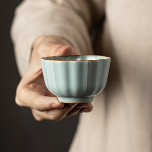 Tianqing Ru Kiln Master Cup Single <b>Teacup</b> Ceramic Ice Crack Pattern Kung Fu Tea Bowl Traditional Chinese Style - Product Image 1