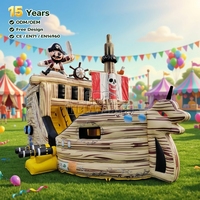 Castillo Inflable Comercial con Tobogán en Forma de Barco Pirata, de PVC EN14960, para Alquiler en Fiestas, Parques de Diversiones y Juegos Infantiles